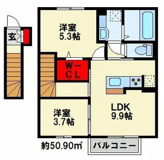 Arietta与原 B棟【2階】の間取り