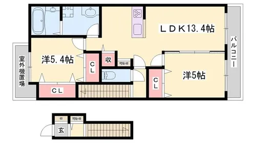メゾンソレイユ エスト【2階】の間取り