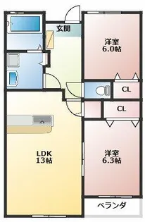 グランコートⅡ【1階】の間取り