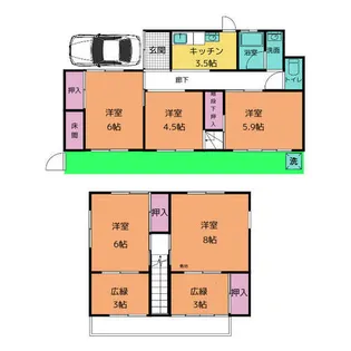 愛知県北名古屋市鹿田神明附【一戸建】の間取り