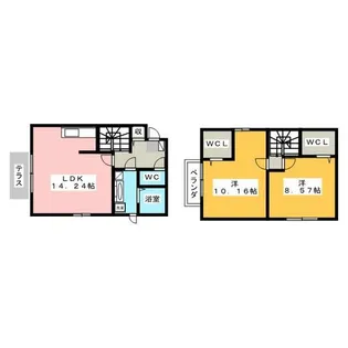 愛知県長久手市桜作【テラスハウス】の間取り