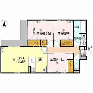クラシスト南塚口【2階】の間取り