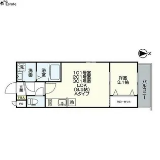 ジュネス十番町【3階】の間取り