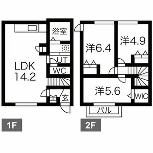 愛知県岩倉市大地町郷内【テラスハウス】の間取り