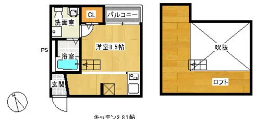 タスク麦野【203号室】の間取り