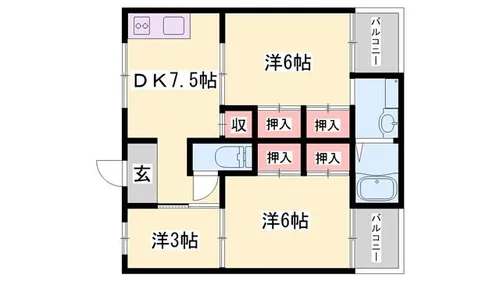 ヴィラナリー夢前【203号室】の間取り