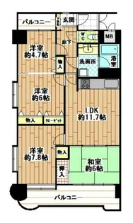 ライオンズマンション小倉駅南【11階】の間取り