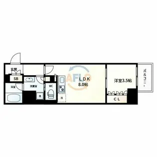 ザ・パークハビオ都島テラス【1301号室】の間取り