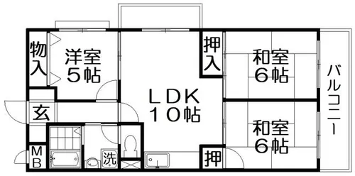 西尾ハイツ【3階】の間取り