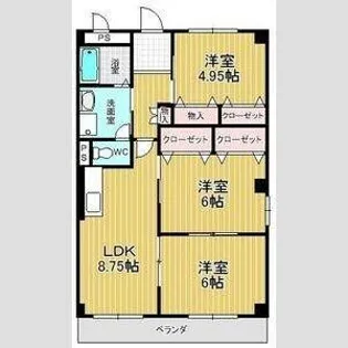 サンパレス緑ケ丘B【1階】の間取り