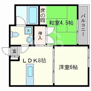 ラ・パレス桜川【2階】の間取り