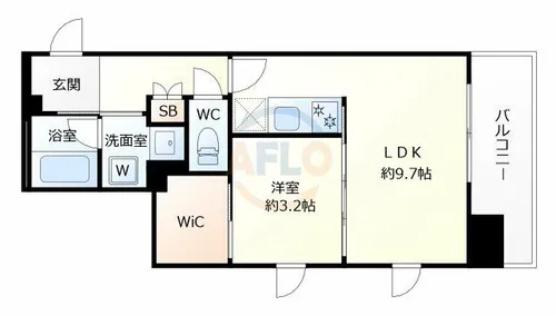 シーズンフラッツ梅田EAST【1303号室】の間取り