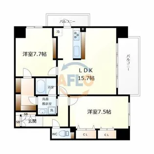 レジュールアッシュ福島【7階】の間取り