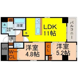 ポルタニグラサウス【5階】の間取り