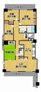 セントラルヒルズL棟【1604号室】の間取り