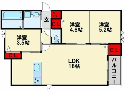 レーベンス清水【2階】の間取り