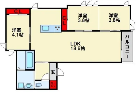 レーベンス清水【3階】の間取り