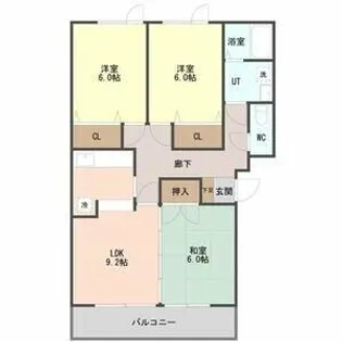 グレープヒル富丘I【202号室】の間取り