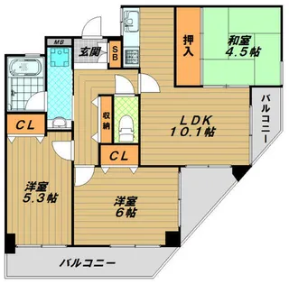 ワコーレベルセゾン須磨海岸【4階】の間取り