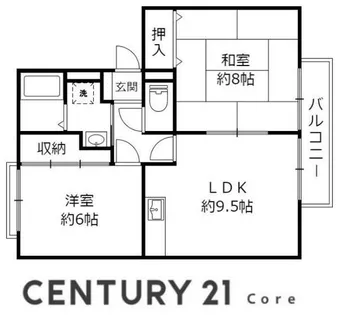 サンライズB棟 野洲市小篠原【2階】の間取り
