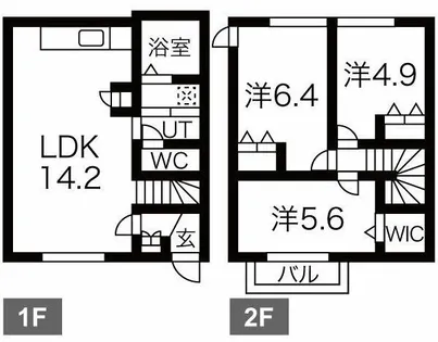 愛知県岩倉市大地町郷内【テラスハウス】の間取り