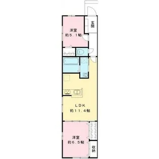 大阪府岸和田市西大路町【テラスハウス】の間取り