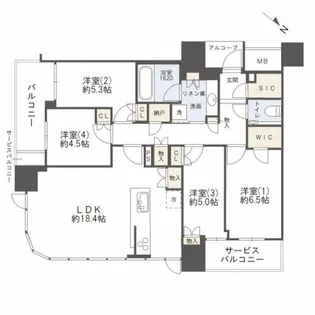 シエリアタワー中之島【39階】の間取り