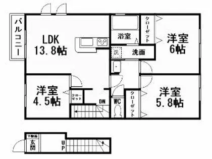 アシューレ壱番館【1階】の間取り