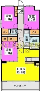 ムーンコート梅満【4階】の間取り