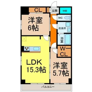 GRANDUKE丸田町(グランデューク丸田町)【14階】の間取り