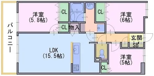 パデシオン長岡京西山天王山駅前 505号【5階】の間取り