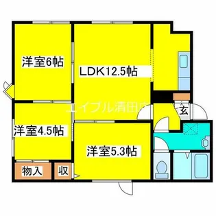 カーサ清田A【202号室】の間取り