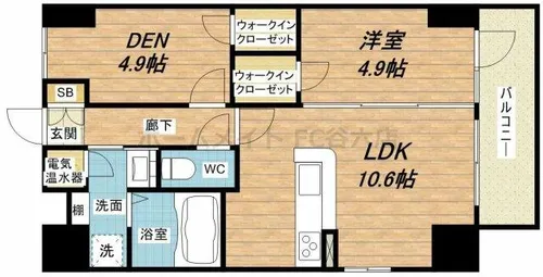 メゾンクラウン鷺洲【9階】の間取り