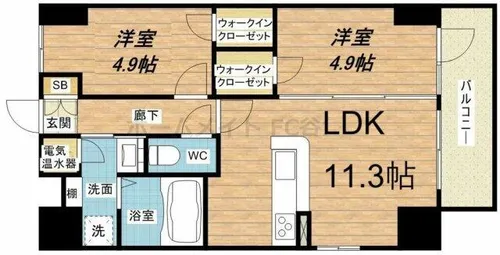 メゾンクラウン鷺洲【7階】の間取り