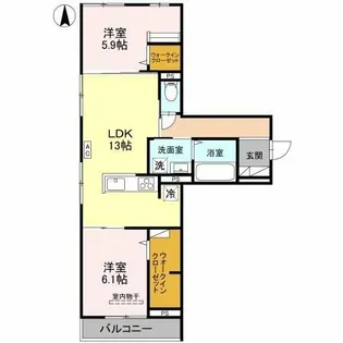 サザンフォート【1階】の間取り