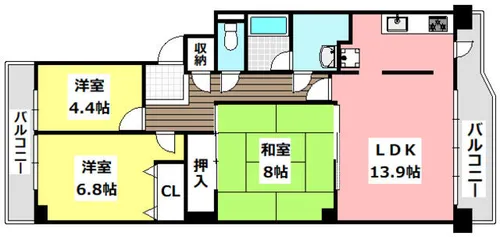 ネオコーポ茨木【911号室】の間取り