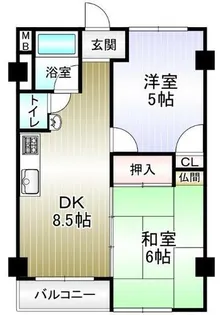 泉ヶ丘コーポラスB棟【5階】の間取り