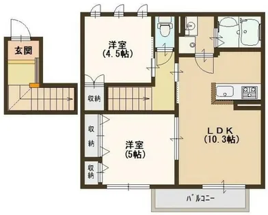 プレセアコート花園 C棟【202号室】の間取り