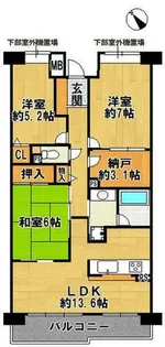 セントラルヒルズ N棟【104号室】の間取り