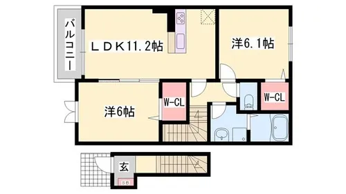 パジェール トロワb【201号室】の間取り