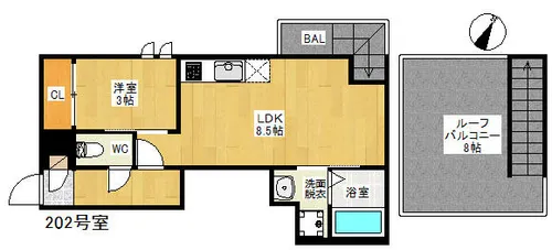 グランティックパークサイド大橋【2階】の間取り