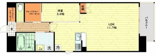 大阪府大阪市中央区農人橋2丁目【マンション】の間取り