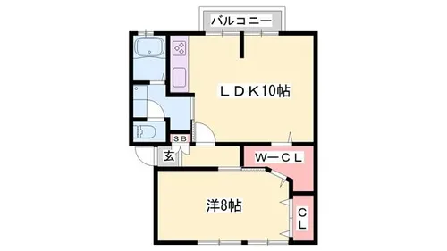 クラウディア思案橋A棟【2階】の間取り