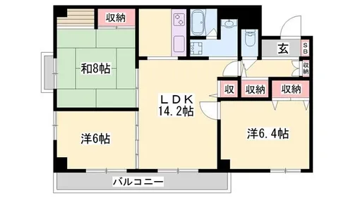 サンハイツ白鷺【3階】の間取り