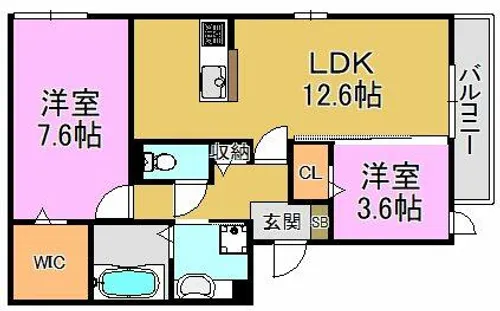 メゾン ド グレーヌ楠根【1階】の間取り