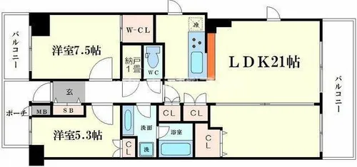 南堀江パークホームズ【15階】の間取り