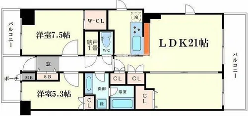 南堀江パークホームズ【15階】の間取り