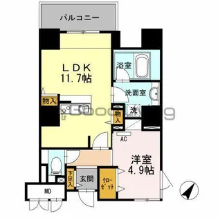 リーブル博多駅前【6階】の間取り
