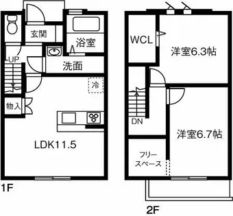 愛知県愛西市大野山町余代【テラスハウス】の間取り