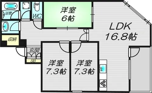 シオンズガーデン花川【1階】の間取り